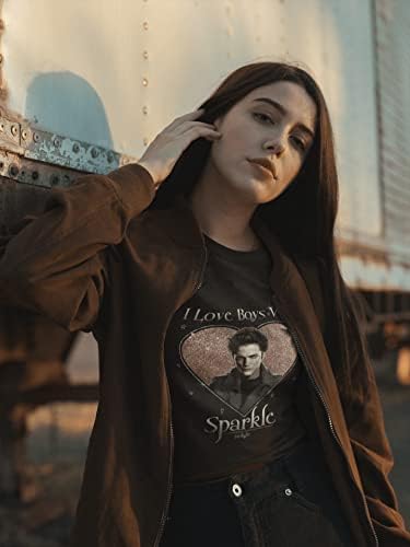 Camiseta Crepúsculo I Love Boys Who Sparkle adulto manga curta